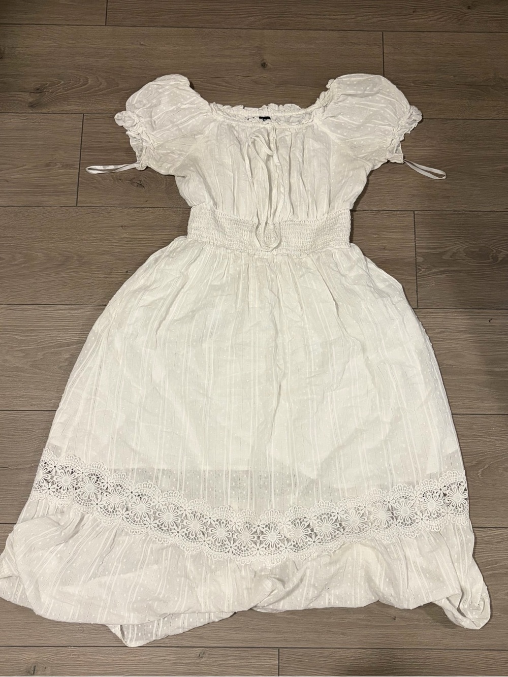 White Maxi Dress with Smocked Waist